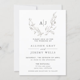 Convite para Casamento Floral Monograma