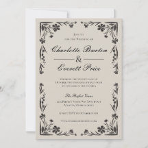 Convite para Casamento Floral Moody Black