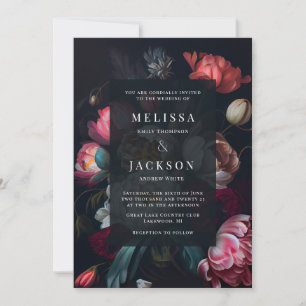 Convite para Casamento Floral Moody Peony
