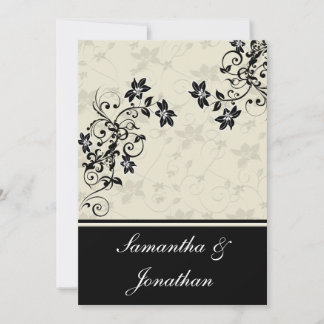 Convite para Casamento Floral Negro e Branco