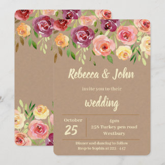 Convite para casamento Floral Nude Watercolor