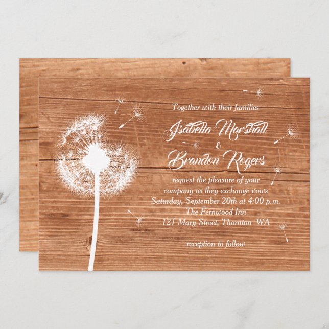 Convite para Casamento Floral & Oak (Frente/Verso)