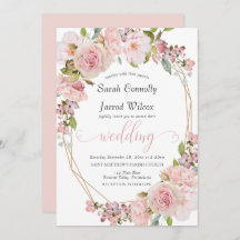 Convite para Casamento Floral Pastel Pink