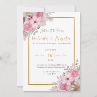 Convite para Casamento Floral Personalizado Imprim