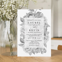 Convite para Casamento Floral Preto e Branco Vinta