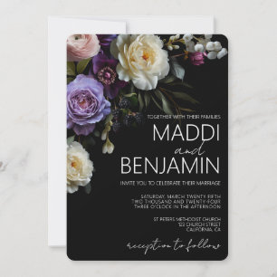 Convite para Casamento Floral Puro-Moody Escuro