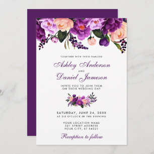 Convite para Casamento Floral Puro Ultra Violet PS