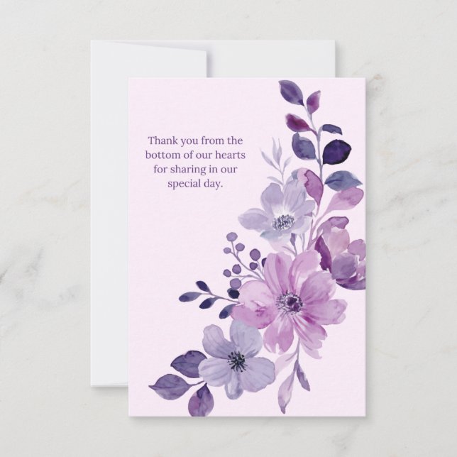 Convite para Casamento Floral Romântico Rosa e Púr (Frente)