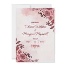 Convite para Casamento Floral Rosa e Vermelho