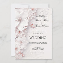 Convite para Casamento Floral Rosa-Rosa Ivory Blus