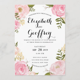 Convite para Casamento Floral Rosa Rosa Moderno