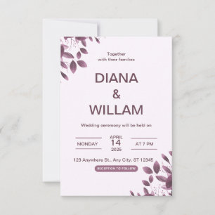 Convite para Casamento Floral Roxo