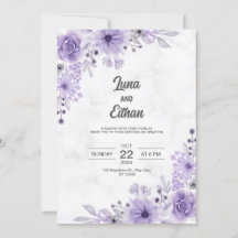 Convite para Casamento Floral Roxo Minimalista Mod