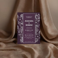 Convite para Casamento Floral Roxo Moderno
