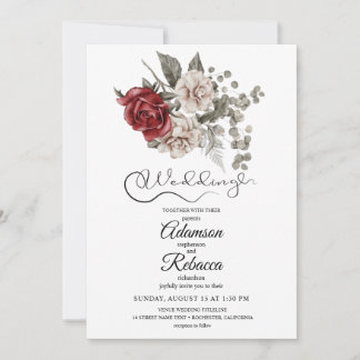 Convite para Casamento Floral Russo Elegante Burgu