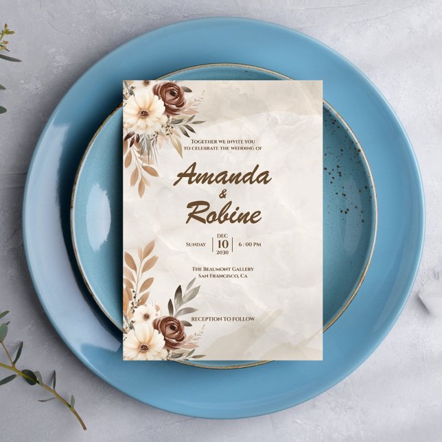 Convite para Casamento Floral Russo Moderno (Criador carregado)