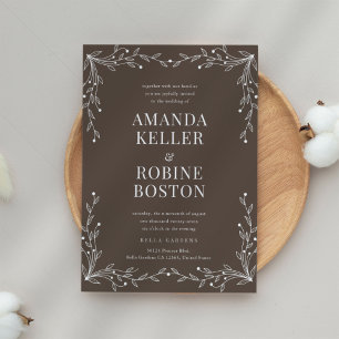Convite Para Casamento Floral Rustic Brown
