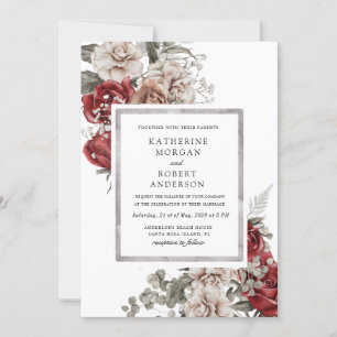 Convite para Casamento Floral Rústico Rústico de