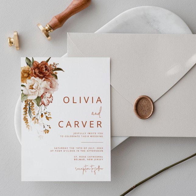 Convite Para Casamento Floral Sunset (Criador carregado)