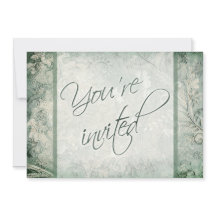 Convite para Casamento Floral Verde e de Marfim