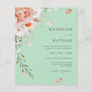 Convite para Casamento Floral Verde Moderno de Orç