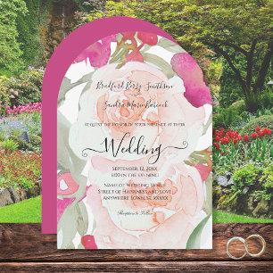 Convite para Casamento Floral Verde Rosa e Sage