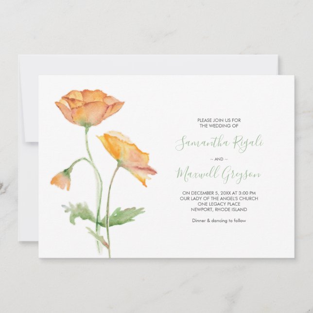 Convite para Casamento Floral Watercolor (Frente)