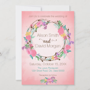 Convite para Casamento Floral Wreath
