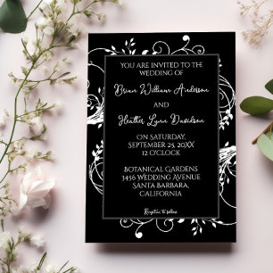 Convite para Casamento Flourish Negro