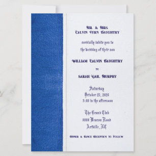 Convite para Casamento Formal Azul Flat