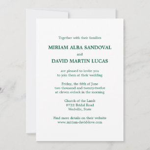 Convite para Casamento Formal de Texto Verde Minim