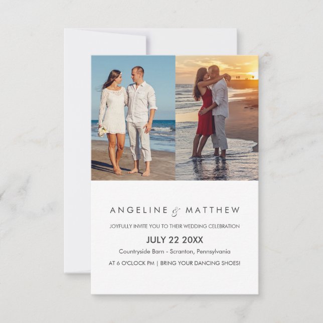 Convite para Casamento Fotográfico do Script Moder (Frente)