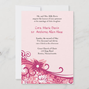 Convite para Casamento Fuschia Floral