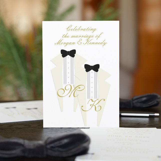 Convite para Casamento Gay de Dois Alvos de Tuxedo (Having a Tuxedo themed wedding? Add your details to this tuxedo themed wedding invitation. )