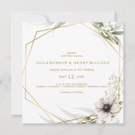 Convite para casamento geométrico Dourado de Eucal