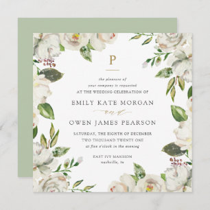 Convite para Casamento Gilded Blooms