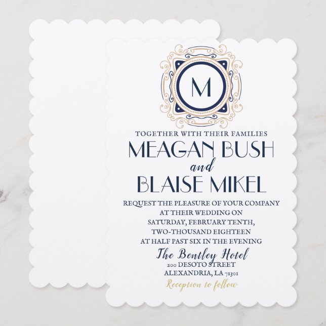 Convite para Casamento Glam Hollywood (Frente/Verso)