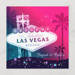 Convite para Casamento Glamorous Hot Pink Las Vega