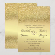 Convite para Casamento Glitter Bokeh, Dourado Eleg