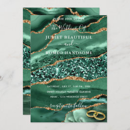 Convite para Casamento Glitter Dourado Emerald Gre