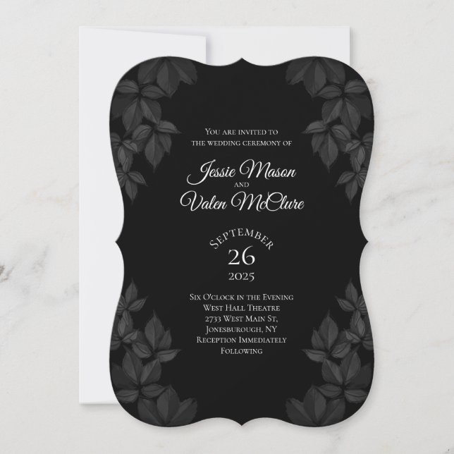 Convite para Casamento Gótico de Black Deixa (Frente)