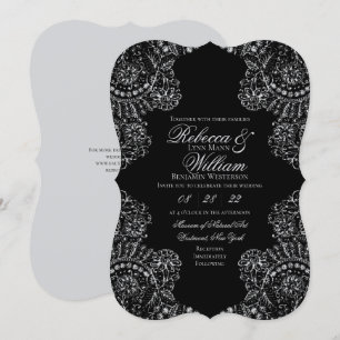 Convite para Casamento Gótico Elegante de Cinza N