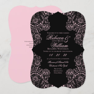 Convite para Casamento Gótico Elegante de Lace Ro