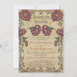 Convite para Casamento Gótico - Flores Escuras Vin