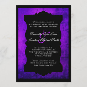 Convite Para Casamento Gótico Preto Roxo, Em Peri