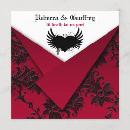 Convite para Casamento Gótico Vermelho e Negro