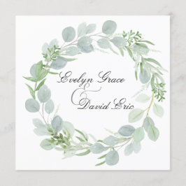 Convite para Casamento Greenery de Cores Aquáticas