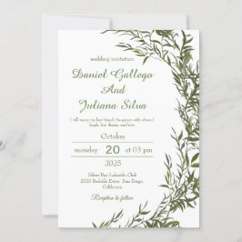 Convite para Casamento Greenery Watercolor