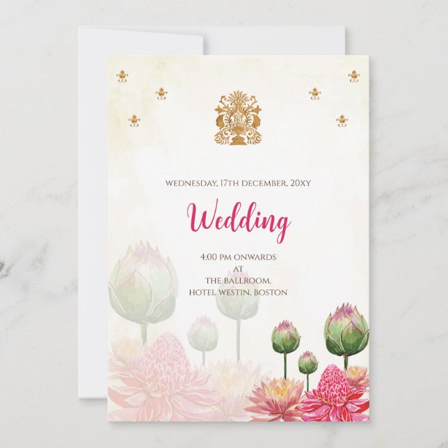 Convite para casamento hindu digital casamento Ind (Frente)