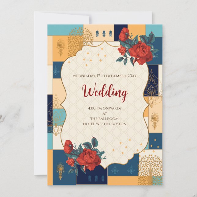 Convite para casamento hindu digital casamento Ind (Frente)